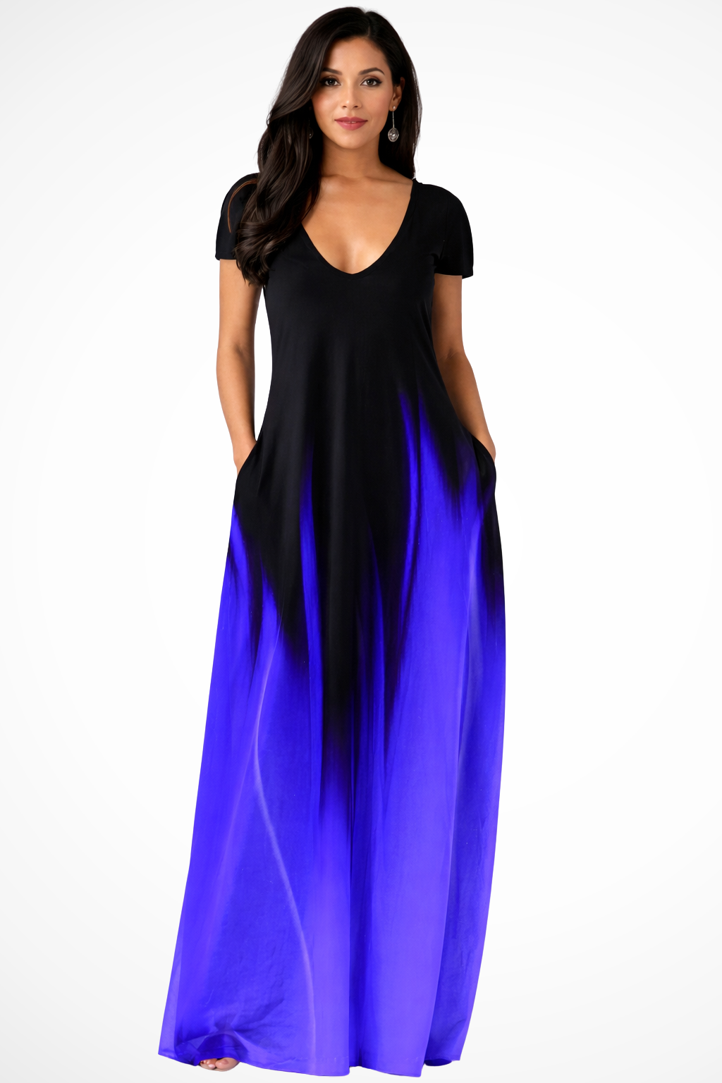 Lenora – Vestido Maxi Casual Ombré con Escote en V