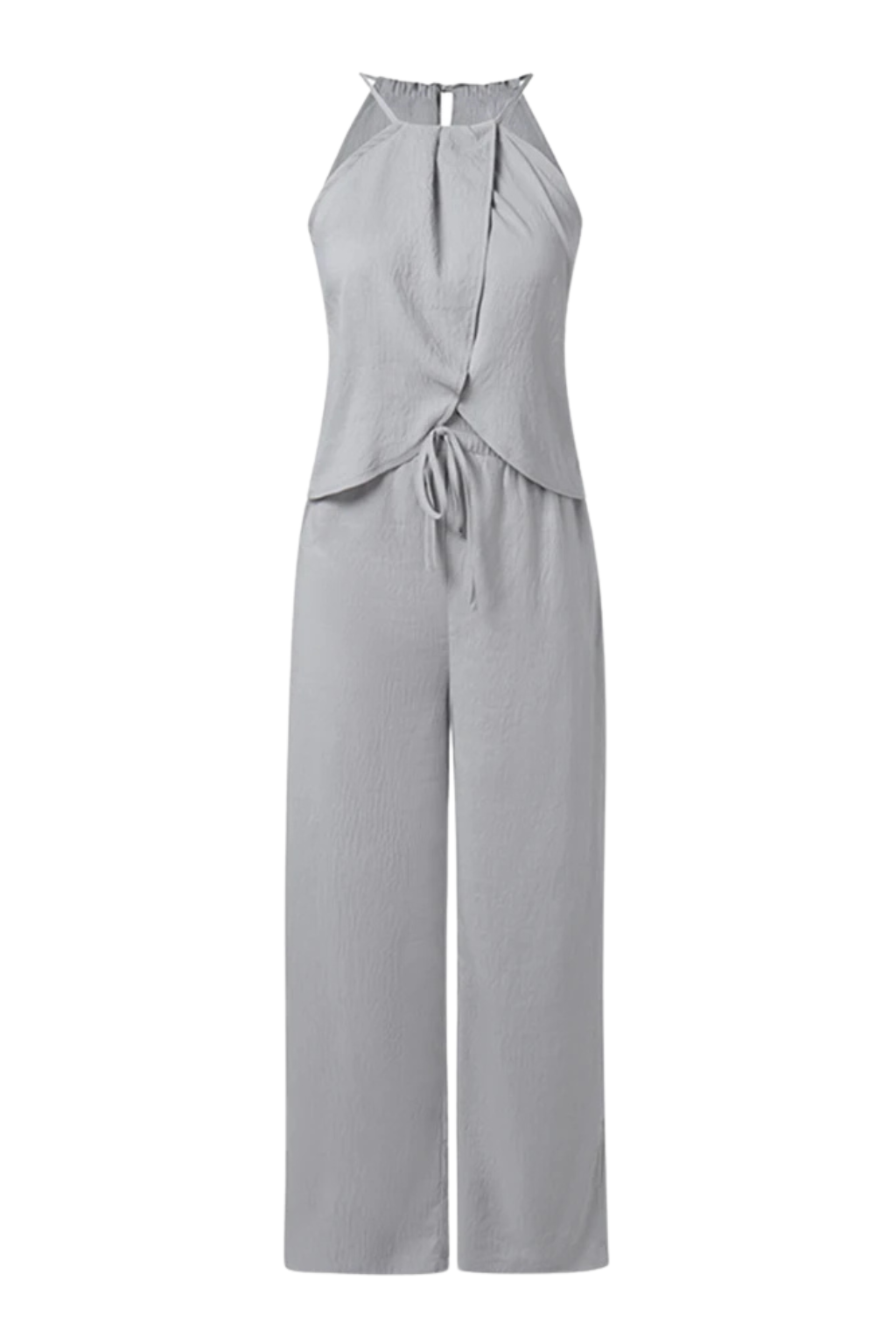 Amy – Conjunto de Top Halter y Pantalón Ancho de Verano