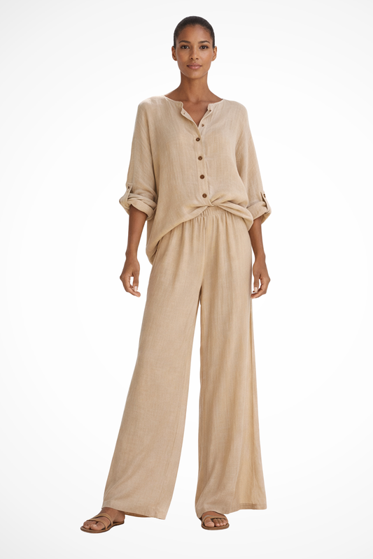 Clementine – Conjunto de Blusa con Botones y Pantalón Ancho