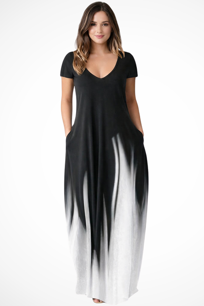 Lenora – Vestido Maxi Casual Ombré con Escote en V