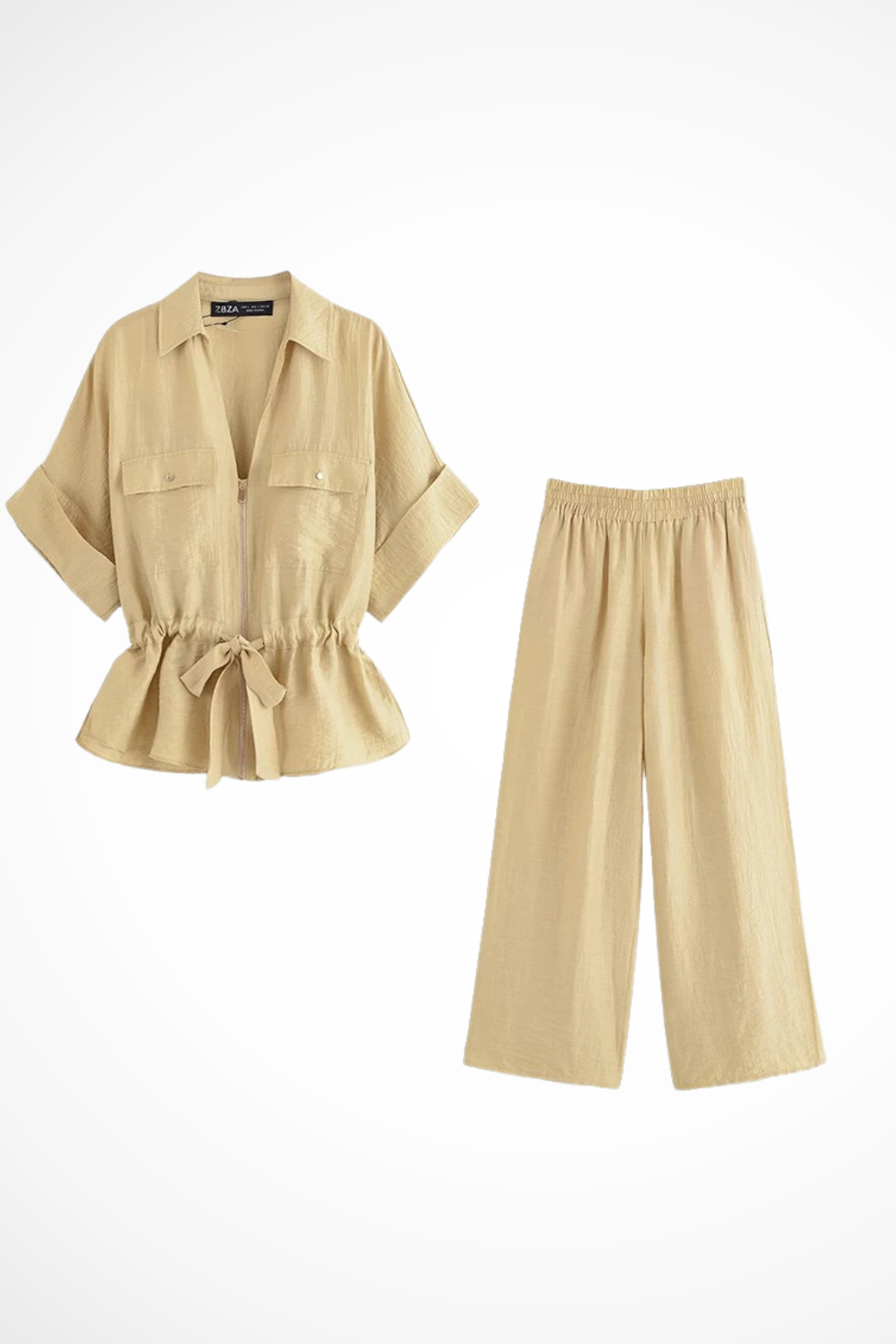 Dorothea – Conjunto de Camisa con Nudo y Pantalón Ancho