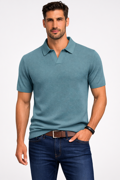 Alden – Polo de Punto Texturizado de Manga Corta para Hombre