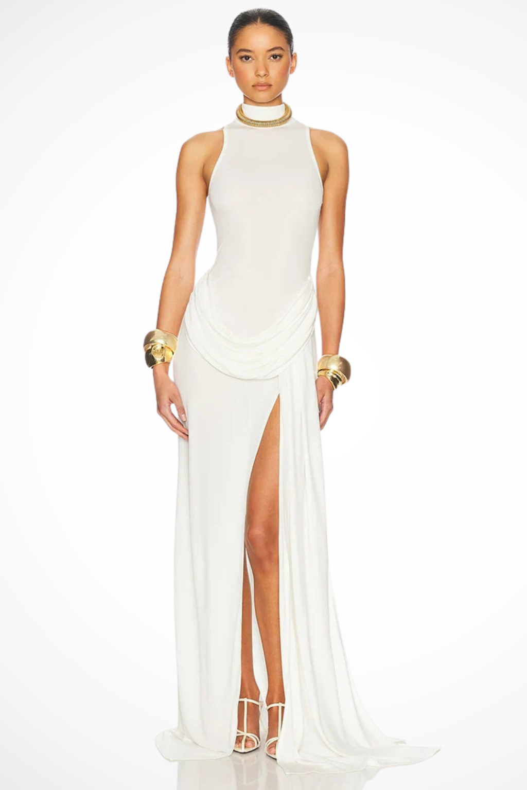 Cosima – Vestido Maxi sin Mangas de Cuello Alto con Abertura para Boda