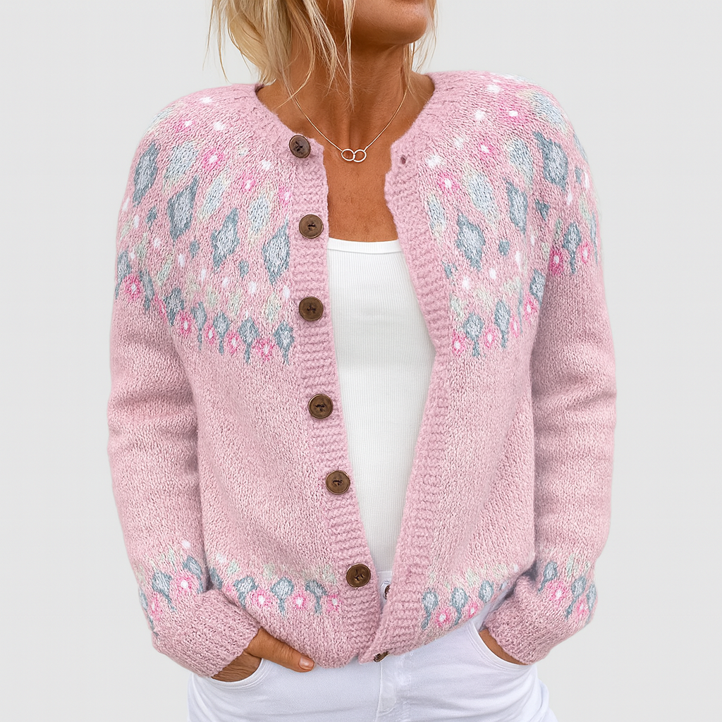 Detalle cárdigan mujer Elva – vista frontal | Horizoncor