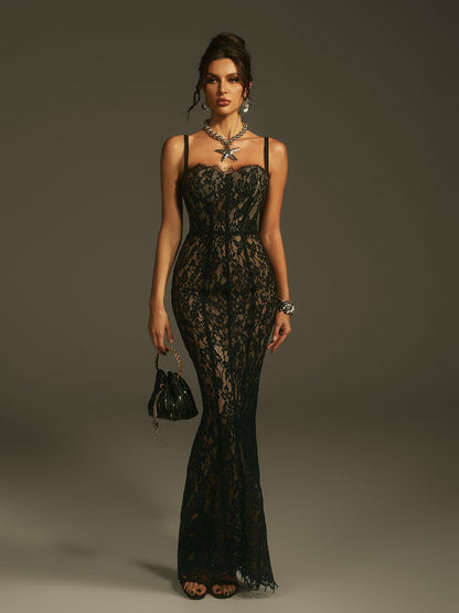 Vestido de Fiesta Largo Paola – de Encaje | Horizoncor