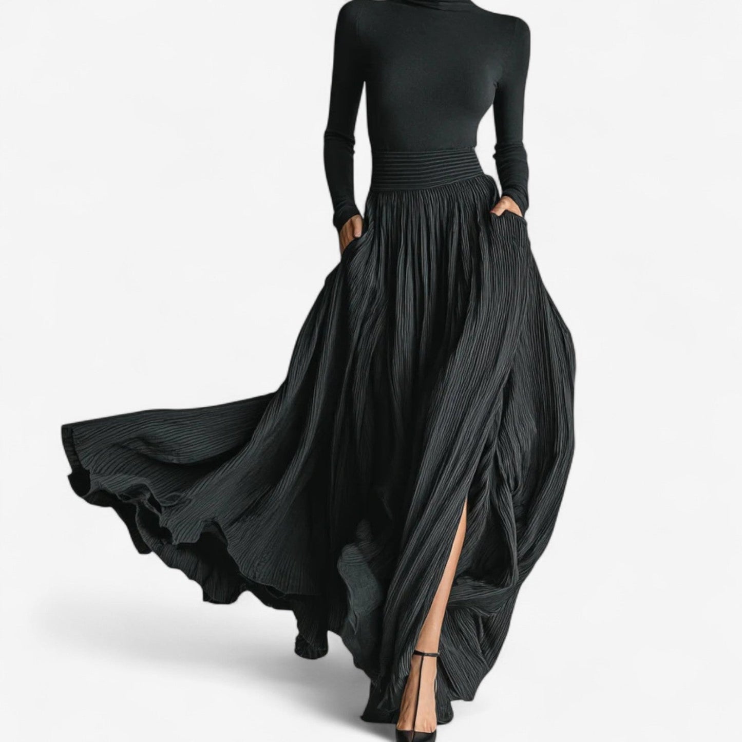 Vestido de Noche Aline Maxi cintura alta | Horizoncor