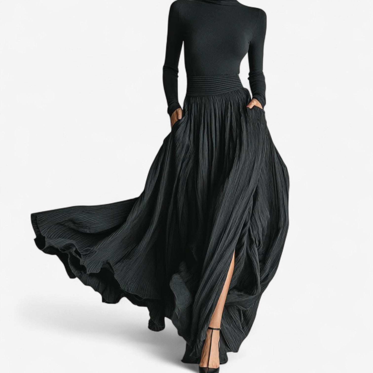 Vestido de Noche Aline Maxi cintura alta | Horizoncor