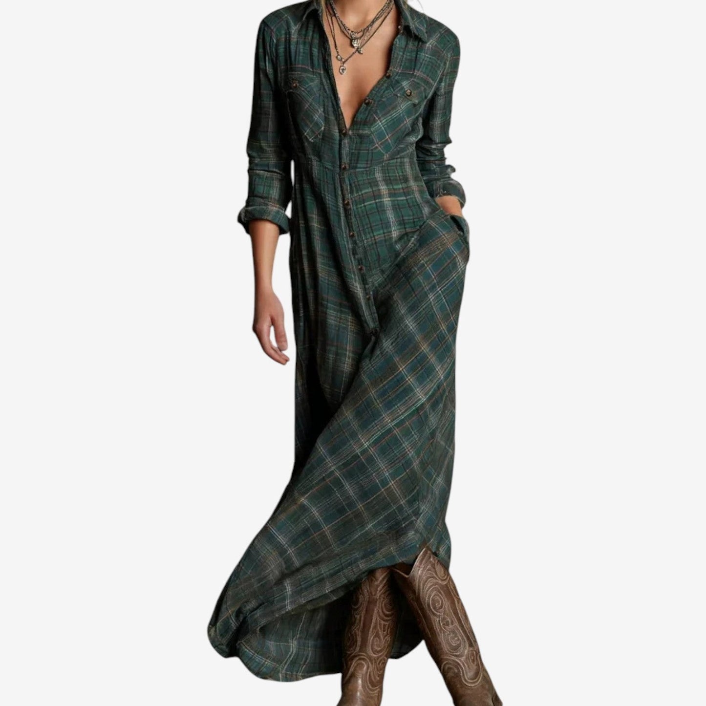 Blusas para Mujer Cécile Camisa larga atemporal – Estampado | Horizoncor