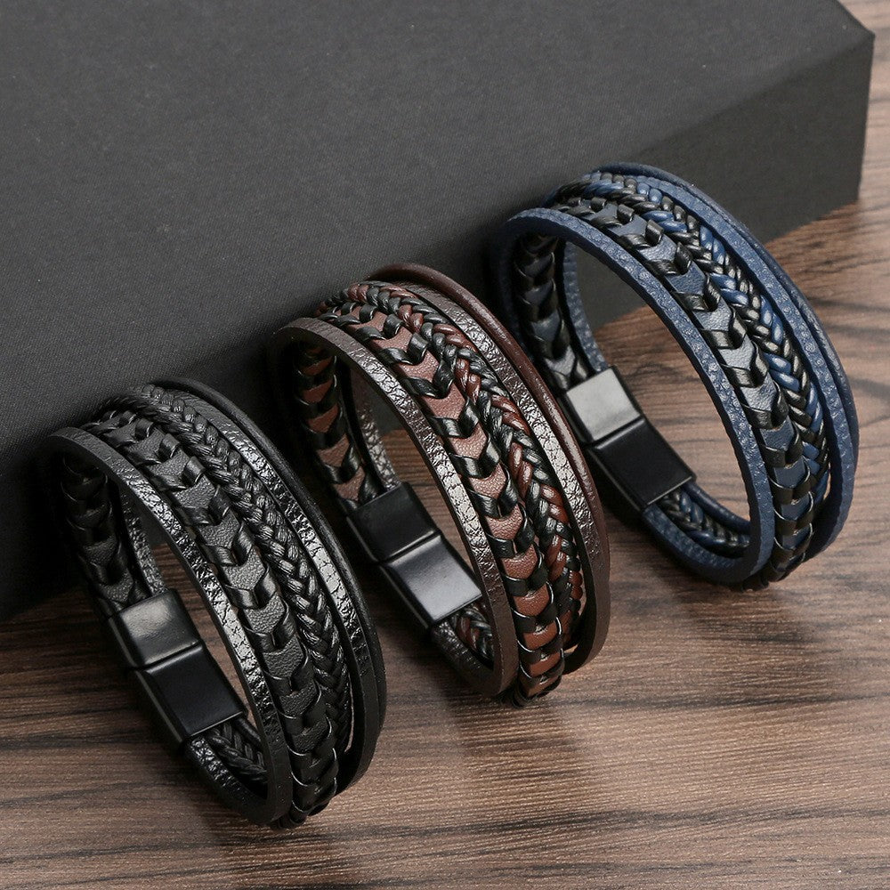 Cruz – Pulsera de cuero para hombres – robusta, elegante y atemporal