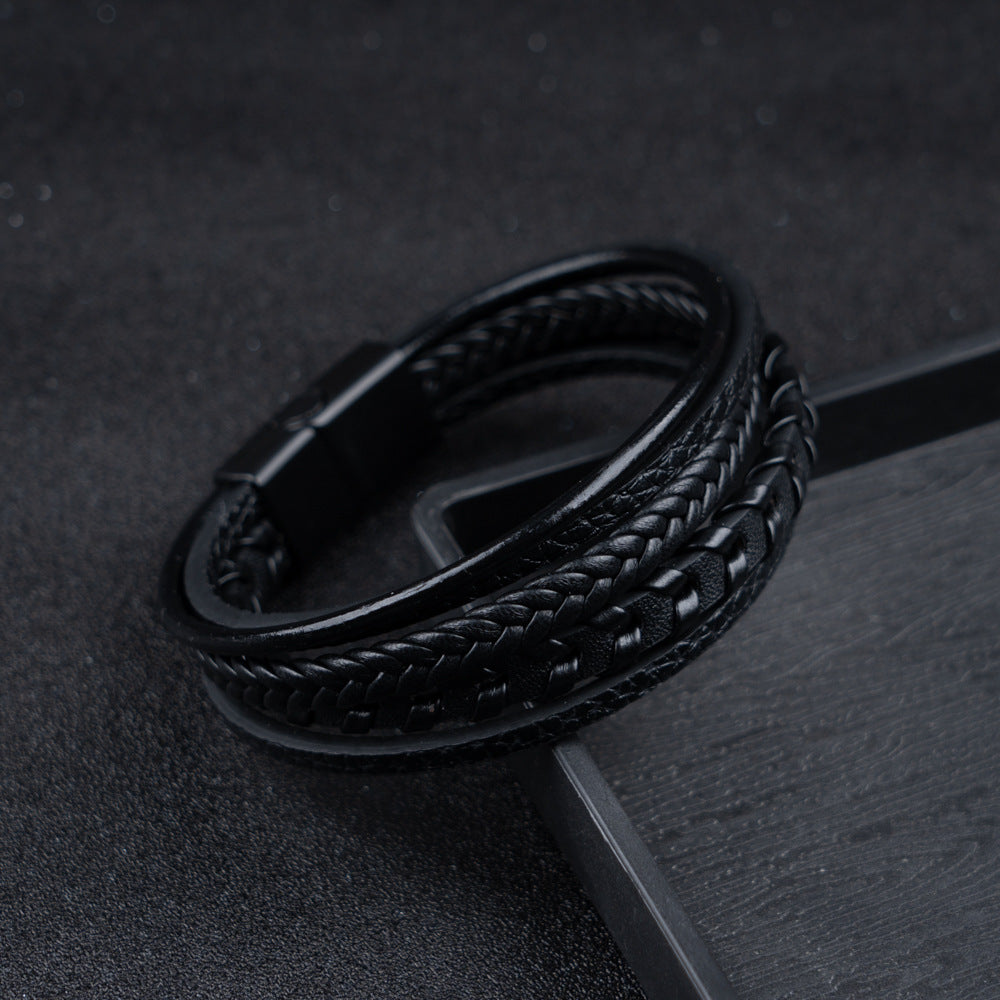 Cruz – Pulsera de cuero para hombres – robusta, elegante y atemporal