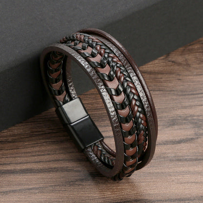 Cruz – Pulsera de cuero para hombres – robusta, elegante y atemporal