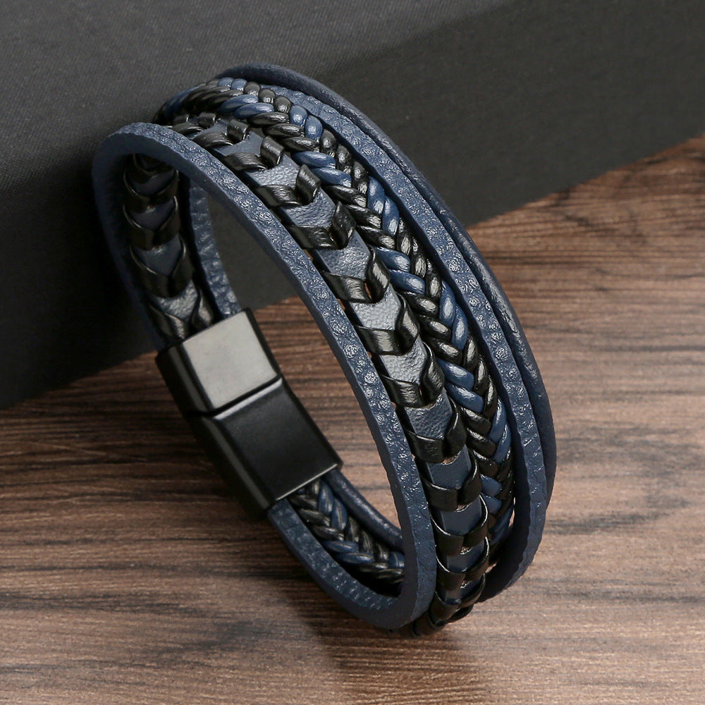 Cruz – Pulsera de cuero para hombres – robusta, elegante y atemporal