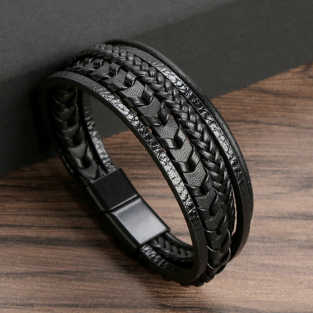 Cruz – Pulsera de cuero para hombres – robusta, elegante y atemporal