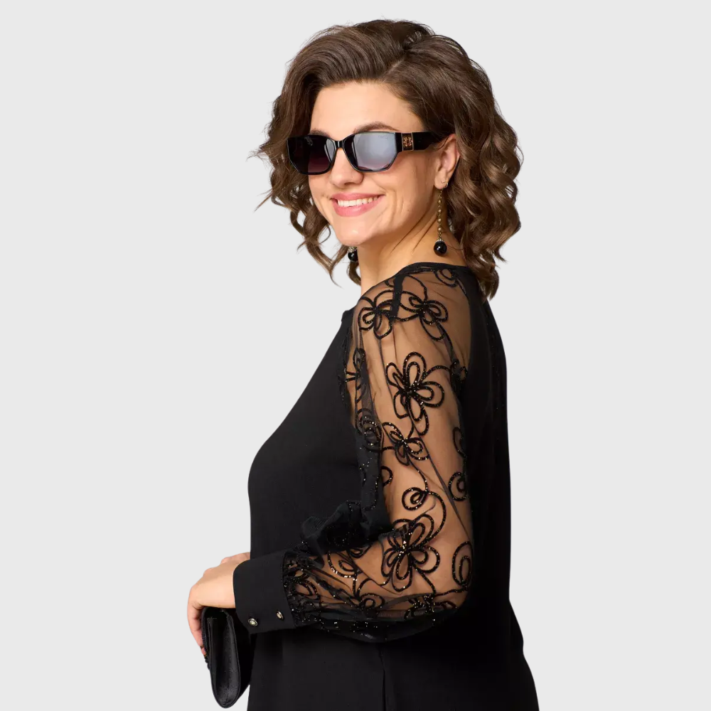 Detalle vestido elegante Lauren – vista frontal | Horizoncor