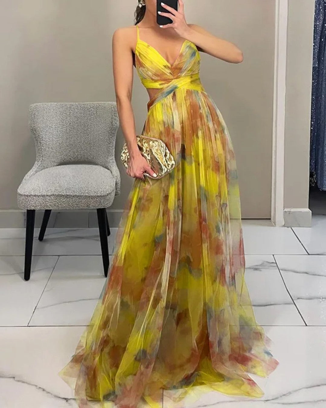 Vestido Largo Elegante Giselle – vista lateral | Horizoncor