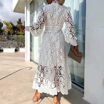 Detalle vestido largo elegante Estela – vista frontal | Horizoncor