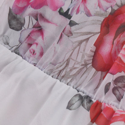 Lila – Vestido Mini Boho Floral de Chiffon con Hombros Descubiertos