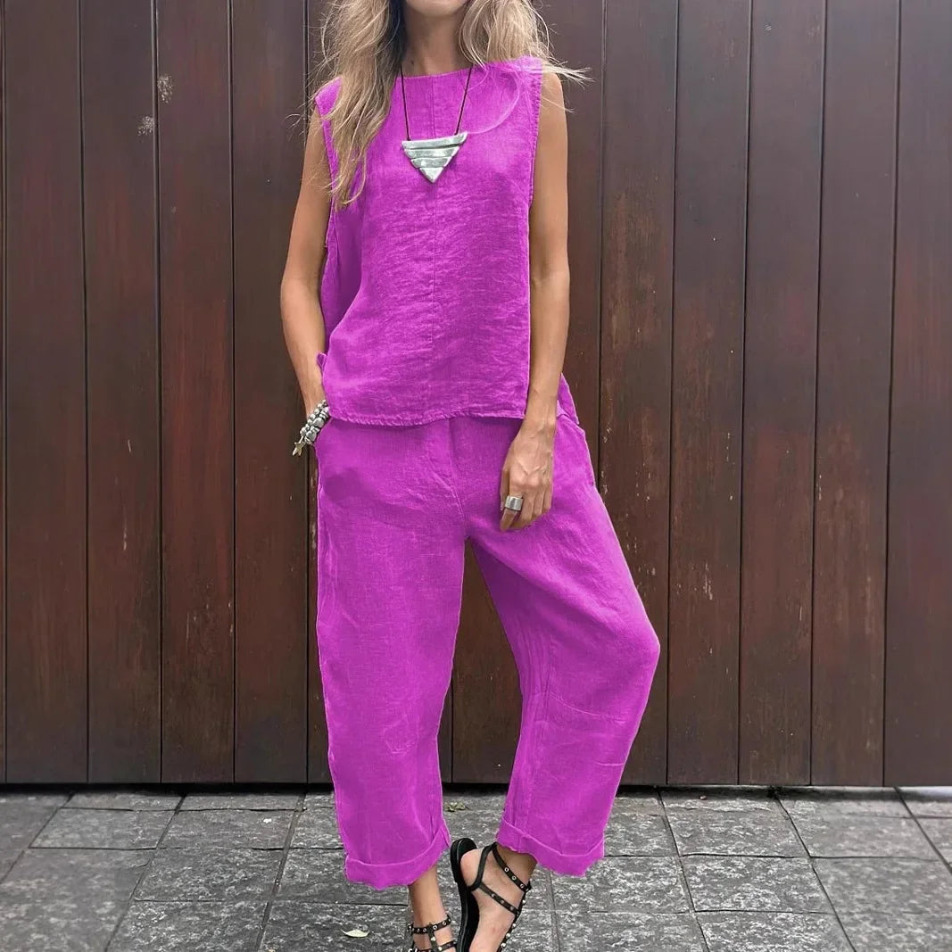 Modelo con conjunto de lino mujer Egipto | Horizoncor México