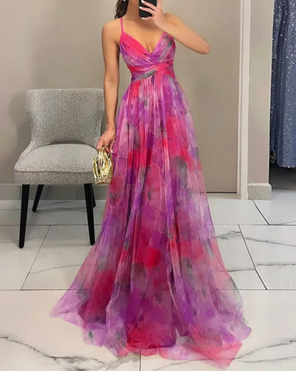 Modelo con vestido largo elegante Giselle | Horizoncor México
