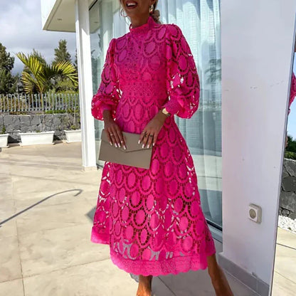 Modelo con vestido largo elegante Estela | Horizoncor México