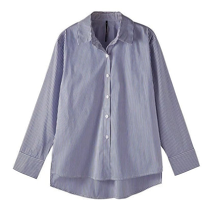 Alvara – Blusa de Rayas con Botones y Manga Larga