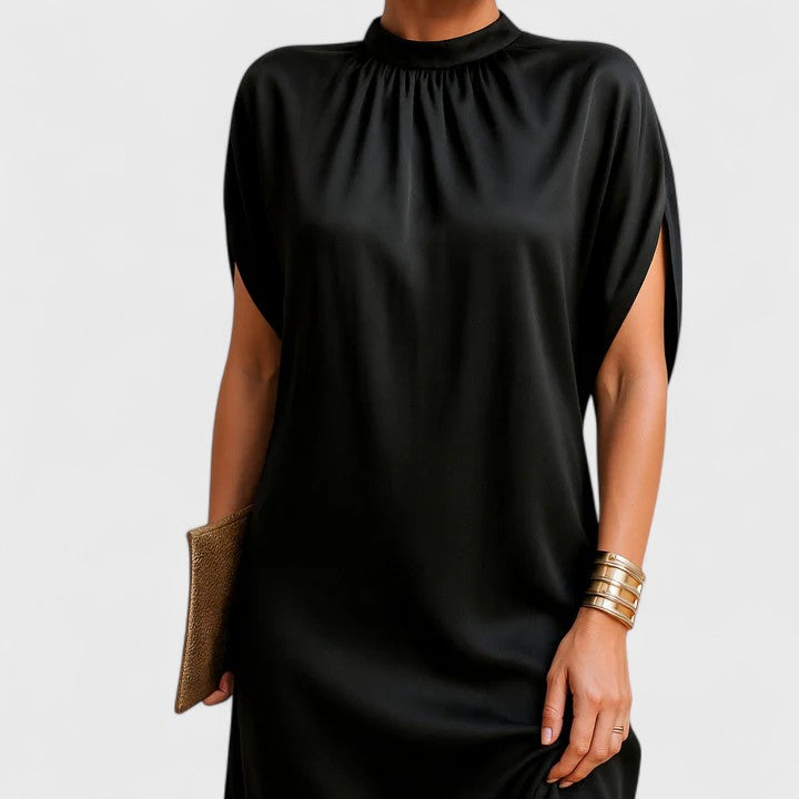 Detalle vestido corto elegante Sylvia – vista frontal | Horizoncor