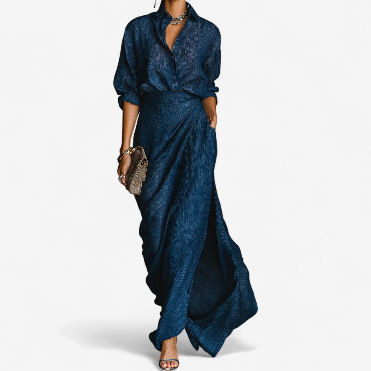 Vestido de Noche Tina Maxi Océano – Vaquera | Horizoncor