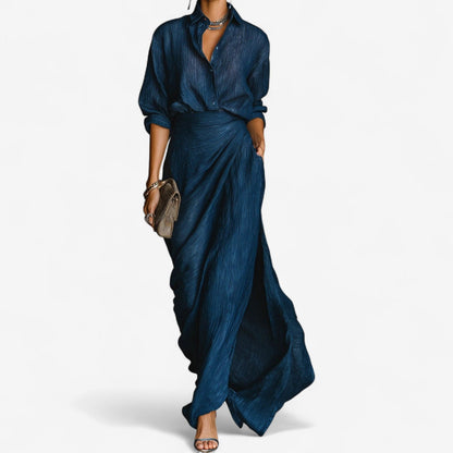 Vestido de Noche Tina Maxi Océano – Vaquera | Horizoncor