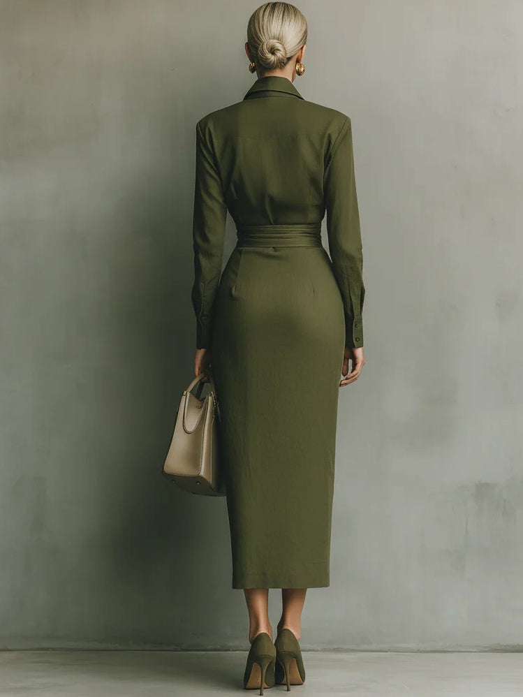 Modelo con vestido elegante Narelle | Horizoncor México