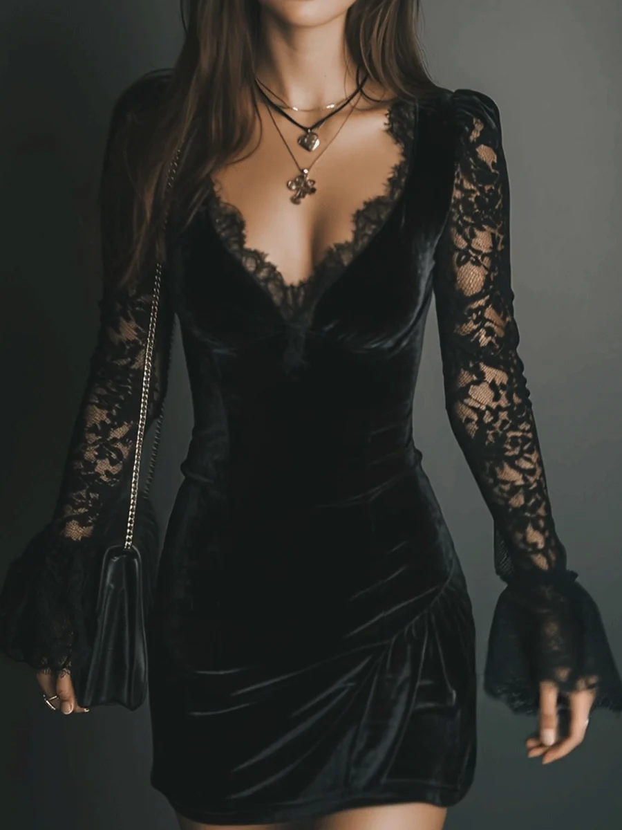 Modelo con vestido de fiesta Lunori | Horizoncor México
