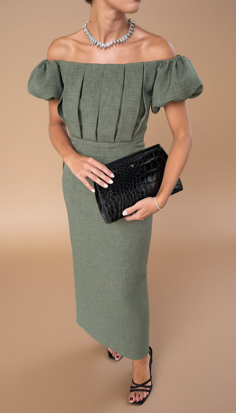 Vestido Midi Elegante Carla – vista lateral | Horizoncor