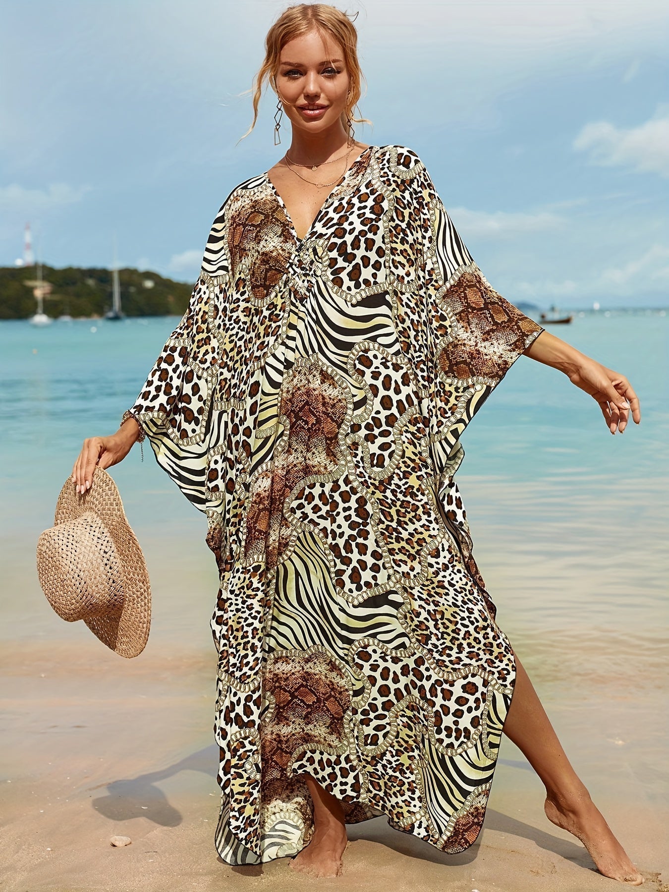 Vestido Elegante Tropical de Fibra de Bambú – Estampado | Horizoncor