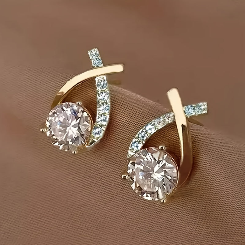 Pendientes Ziro – Cruz dorada y circonitas