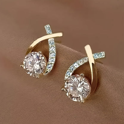 Pendientes Ziro – Cruz dorada y circonitas
