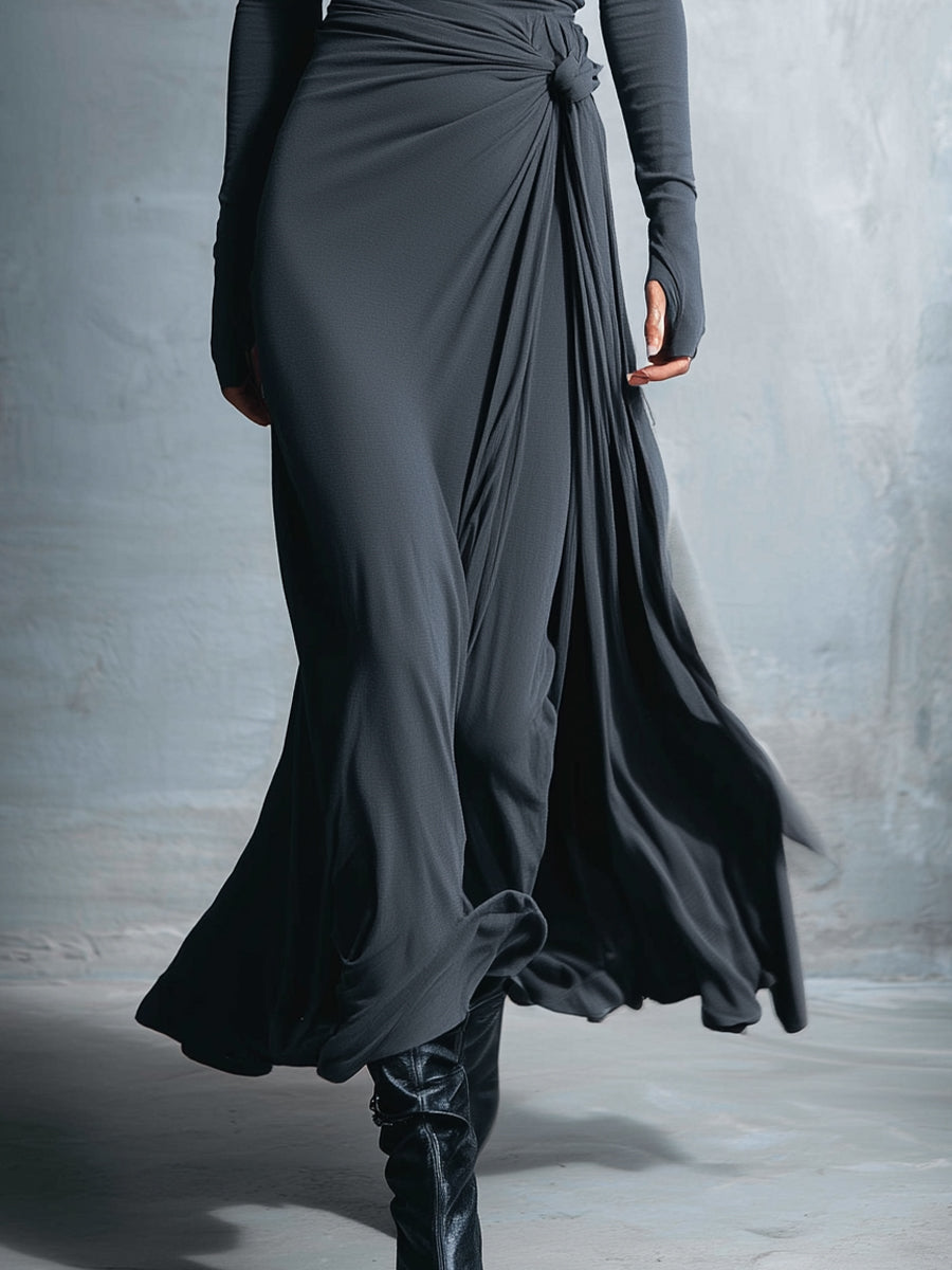 Vestido Largo Elegante Naiara  Vestido maxi con nudo lateral – imagen 7 | Horizoncor