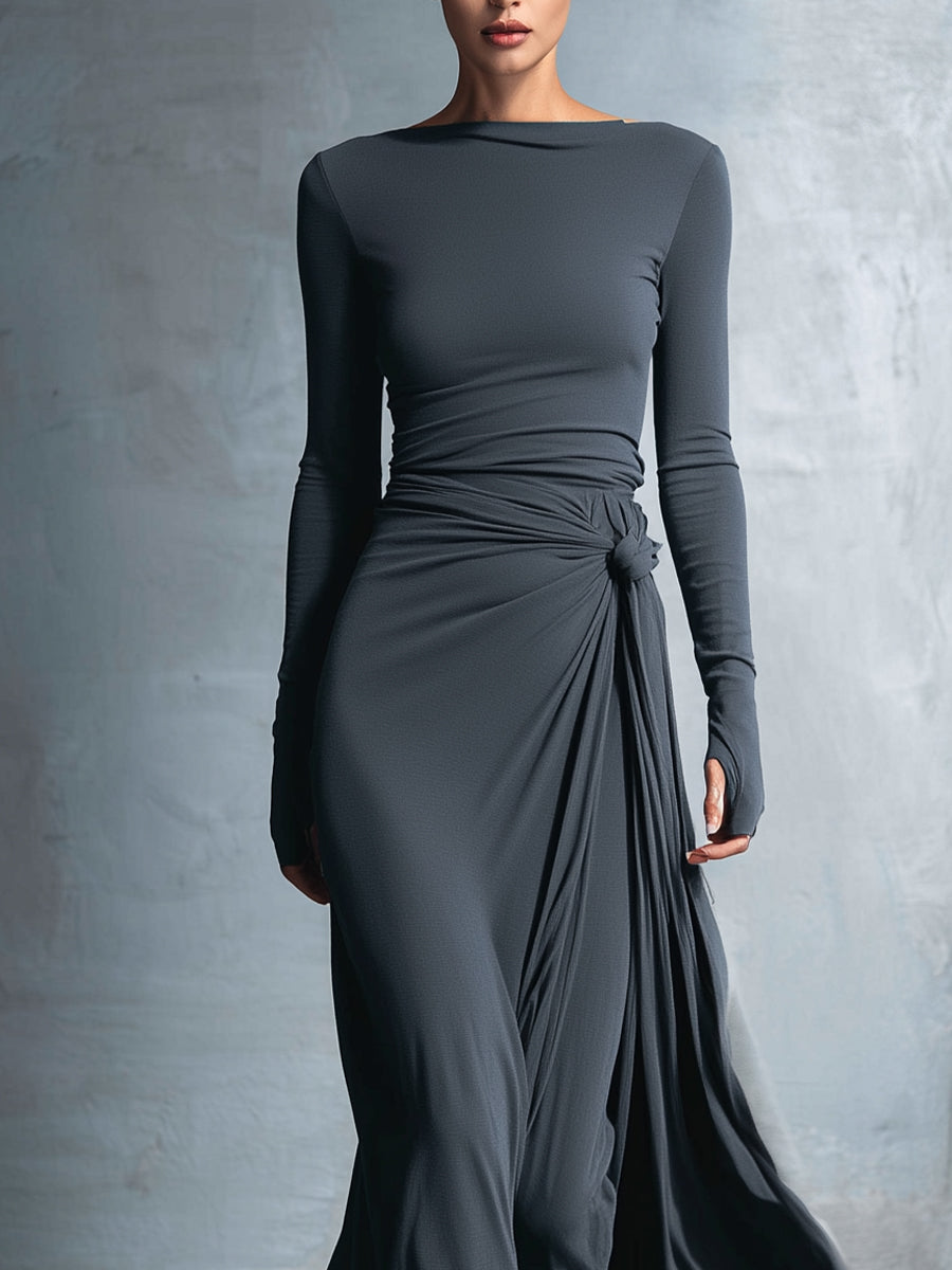 Vestido Largo Elegante Naiara  Vestido maxi con nudo lateral – imagen 6 | Horizoncor