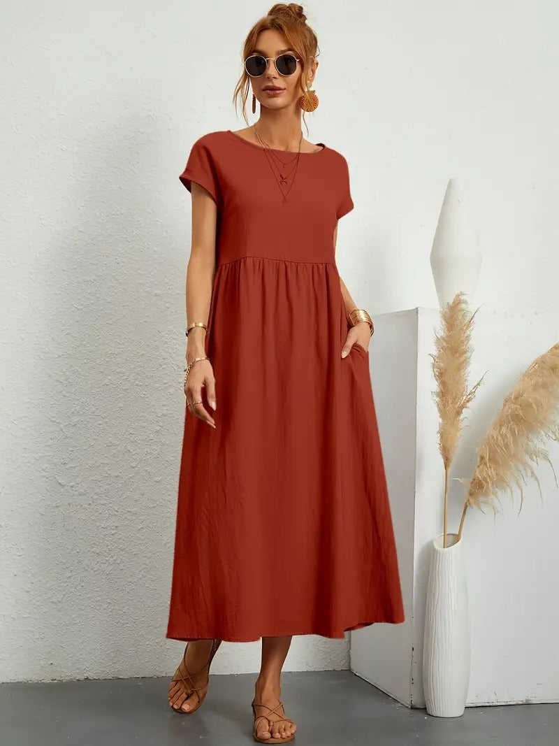 Detalle vestido elegante Leonor – vista frontal | Horizoncor
