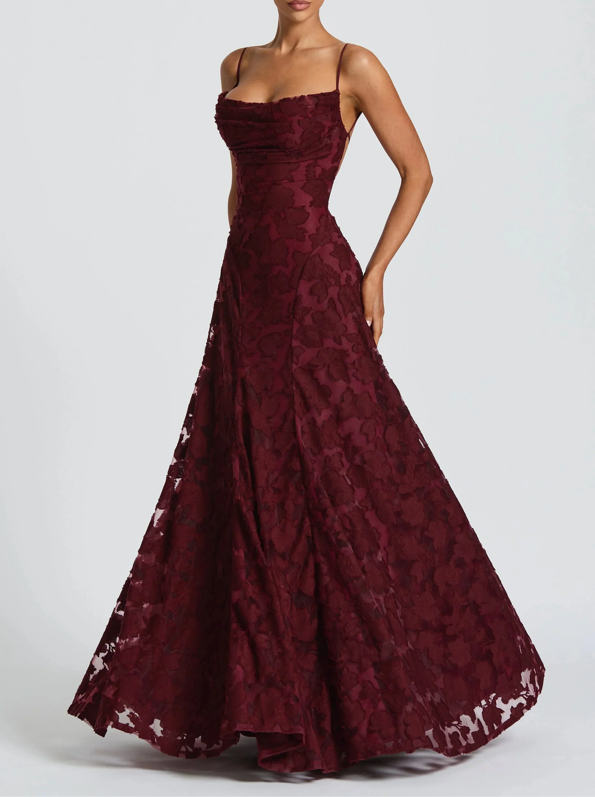 Vestido de Noche Rhoda – vista lateral | Horizoncor