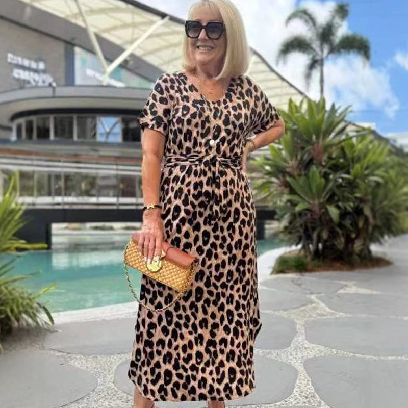 Detalle vestido de fiesta de Leopardo – vista frontal | Horizoncor