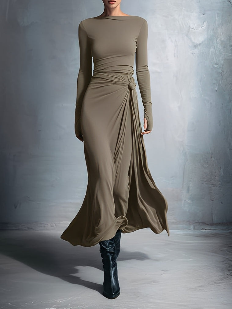 Vestido Largo Elegante Naiara  Vestido maxi con nudo lateral – imagen 5 | Horizoncor